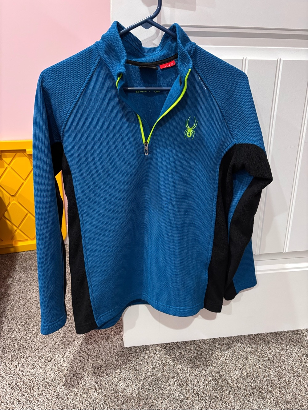 Spyder Blue & Black Quarter-Zip Pullover with Neon Lime Accent
